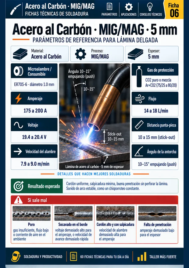 Ficha de parámetros de soldadura: ejemplo 1